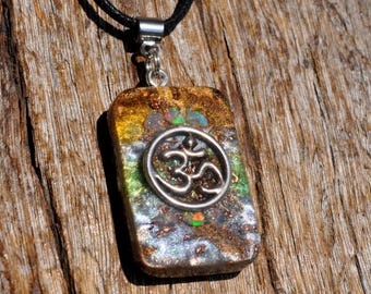 AUM Welo Opal Orgonite® Pendant: Handmade Unisex Necklace