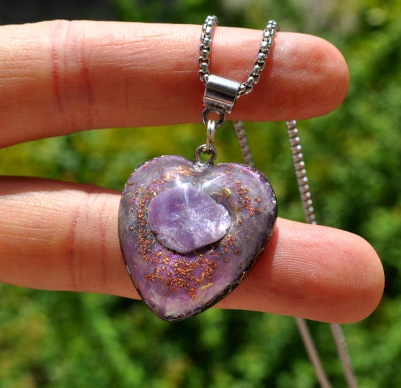 CHAROITE HEART Orgonite® Orgone Pendant Necklace, Love Gift