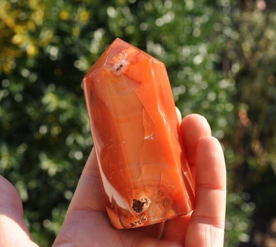213g CARNELIAN AGATE Tower Point Obelisk 7.5 Oz
