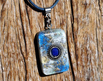 Lapis Lazuli Orgonite Pendant – EMF Protection Crystal Necklace – Men’s Unisex Jewelry