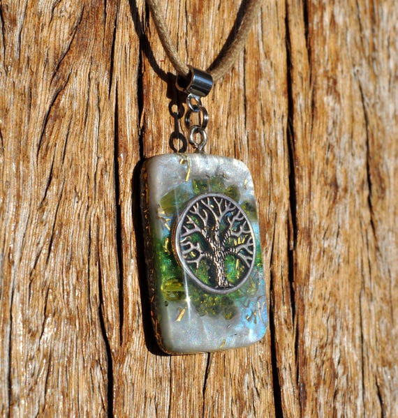 PERIDOT Tree of Life Orgonite® Pendant – EMF Protection | Spiritual Jewelry | Handmade Crystal Necklace