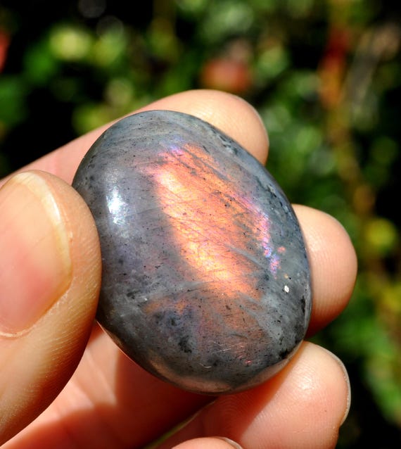 SUNSET LABRADORITE Purple Labradorite Palm stone  - Flash on Both Sides ! Free Delivery !