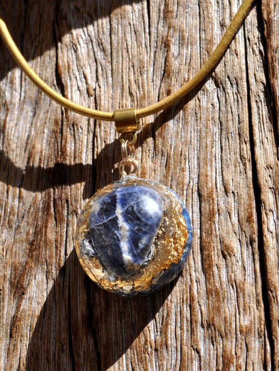 Polished Blue Sodalite Orgonite® Pendant Necklace – Handmade Energy Pendant – Unisex Gift