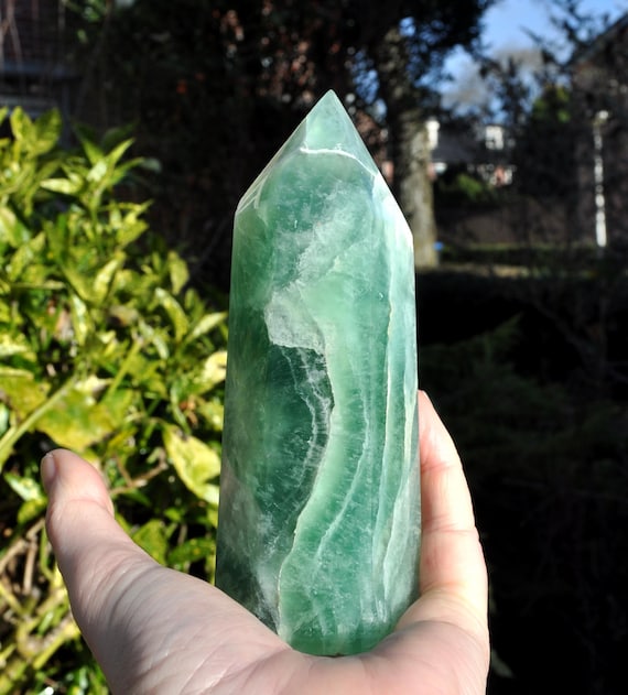 Green Fluorite Tower – Natural Crystal LARGE 652g / 23oz, Freestanding Mineral Specimen