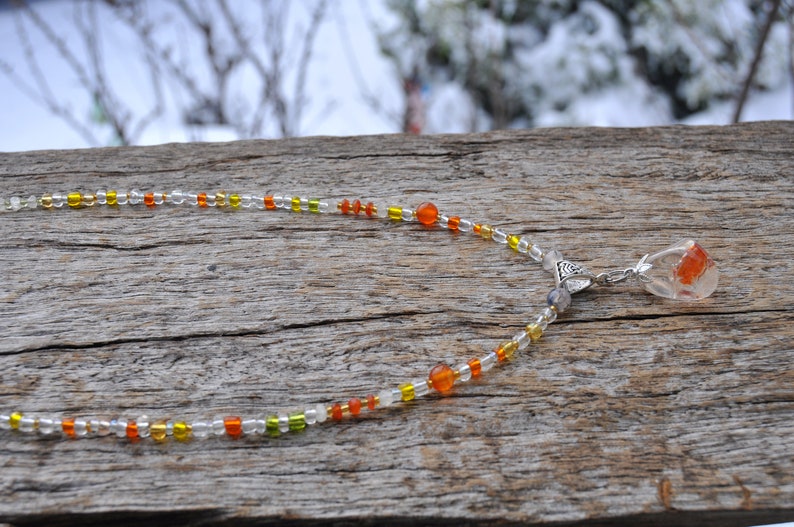 UNISEX Hematite Quartz Pendant on Beaded Necklace Free Shipping