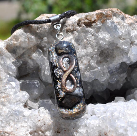 INFINITY Pendant with Elite Shungite Orgonite® Lemniscate Orgone Necklace - Emf Harmonizer