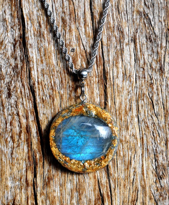 Labradorite with 24k Gold Orgonite® Pendant Necklace, EMF Protection Unisex