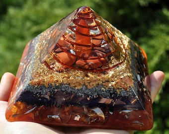 Red Hematoid Quartz Orgonite Pyramid – Giza Style Earth Anchor for Energy Healing Pre-Order