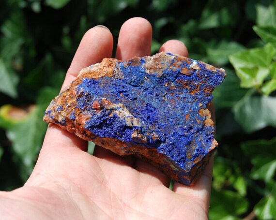 Lovely Druzy Azurite from Morocco, Raw Azurite on Quartz , 109 grams