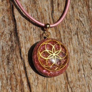 Pink SEED of LIFE Sacred Geometry EMF Orgonite® Pendant Necklace