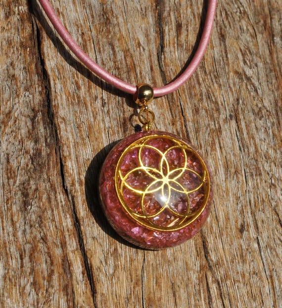 Pink SEED of LIFE Sacred Geometry EMF Orgonite® Pendant Necklace