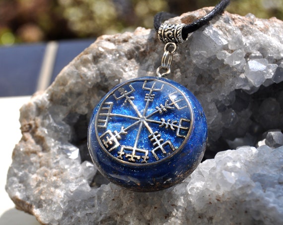 Vegvísir Compass Orgonite® Necklace with Elite Shungite, Unisex Protection Pendant  - FREE Shipping !