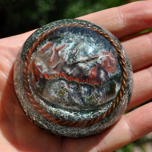 Turkish Agate Orgonite®  Dome Copper Tensor Ring, EMF Harmonizer