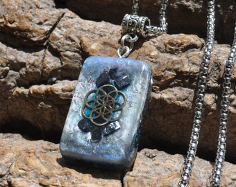 GALENA Seed of Life Orgonite® orgone Men's Pendant  Unisex  - FREE Shipping !