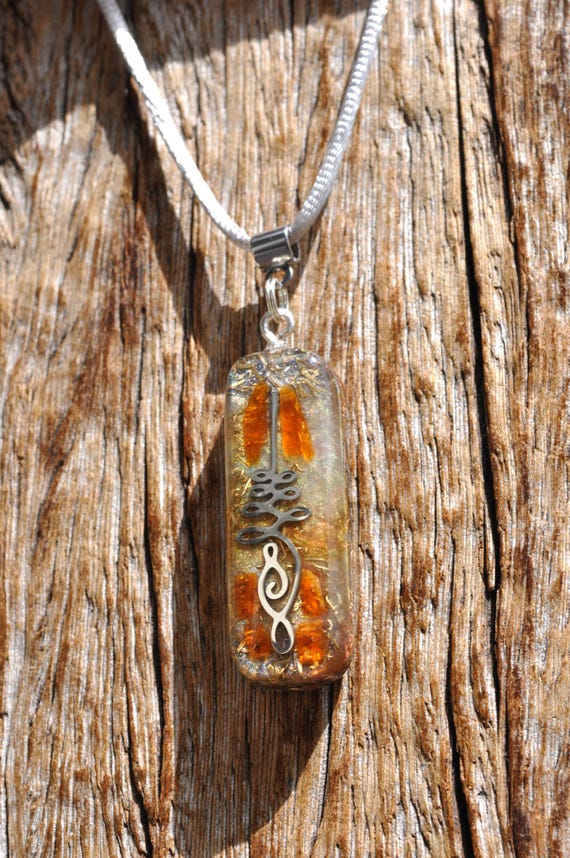 Umalome Pendant with orange Kyanite | EMF Protection and Healing Energy Jewelry
