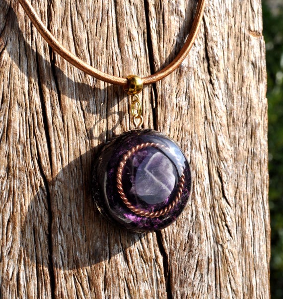 AMETHYST TENSOR ring Orgonite® Pendant Necklace EMF Harmonizer