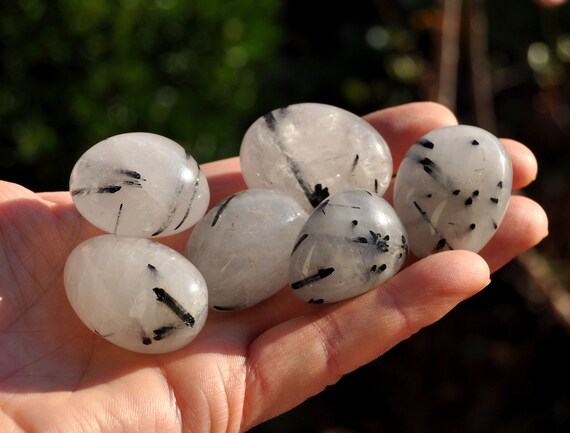 TOURMALINE QUARTZ Crystal - Polished Tumbled Stone - One Piece - 25 Gram