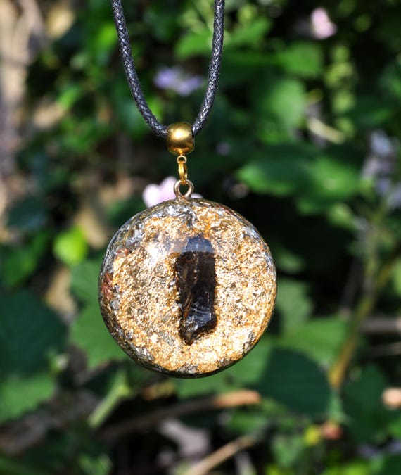 Elite Shungite Orgonite® Pendant Gold Necklace - EMF Protection Crystal Handmade