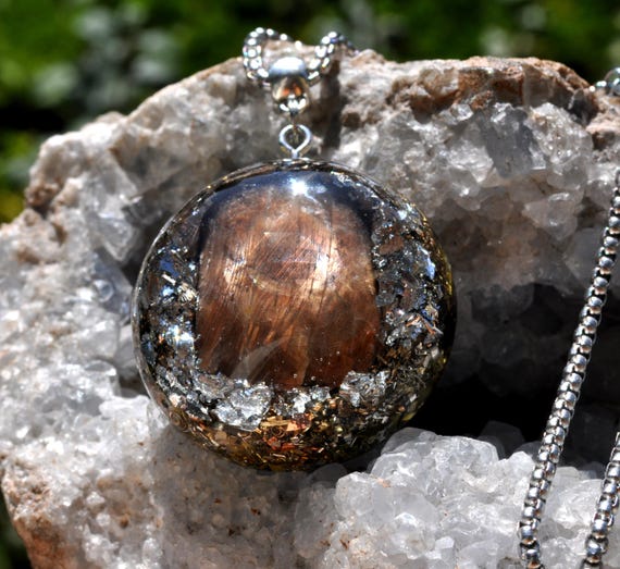 44c Natural BROWN SAPPHIRE Orgonite® Pendant Rare  - EMF Harmonizer - Powerful Protection - Unisex