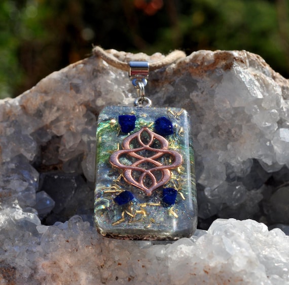 AZURITE Handmade Rectangular Orgonite® Men's Pendant Necklace