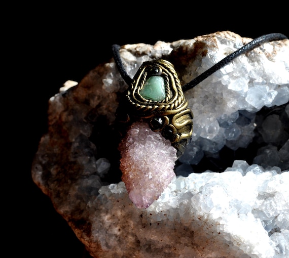 RAW SPIRIT QUARTZ Pendant Necklace Handsculpted Jewelry