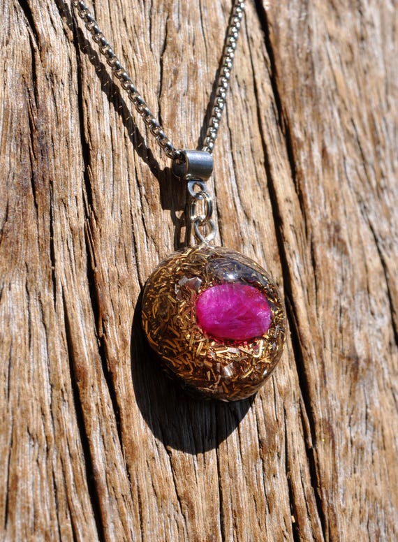 RED RUBY Pendant Orgonite® Orgone Necklace - EMF Protection