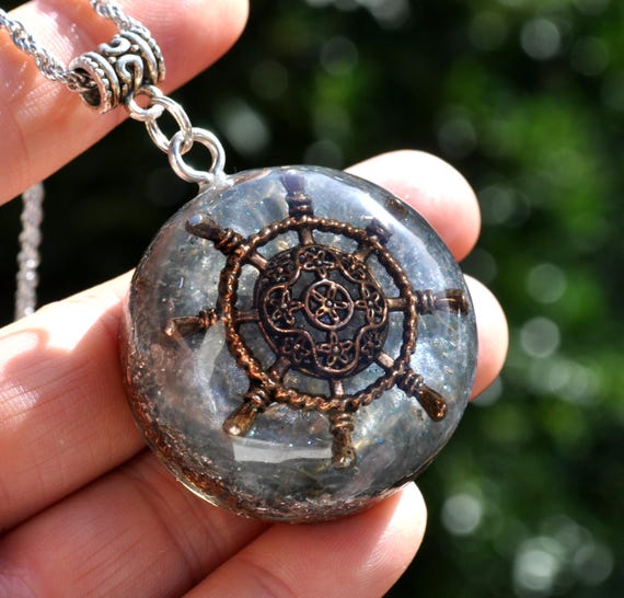 STEERING WHEEL Nautical Ships Wheel Orgonite® Pendant Necklace - Free Shipping !