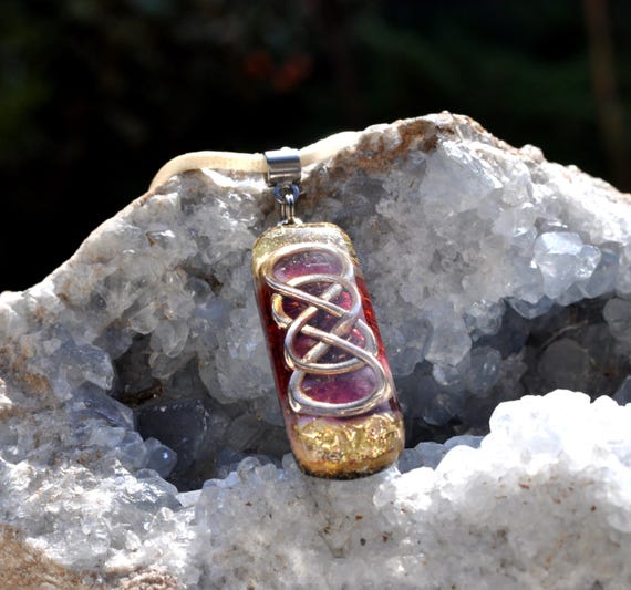 Pink Tourmaline Infinity Necklace – Oblong Shape Pendant Heart Healing Crystals Adjustable Satin Cord