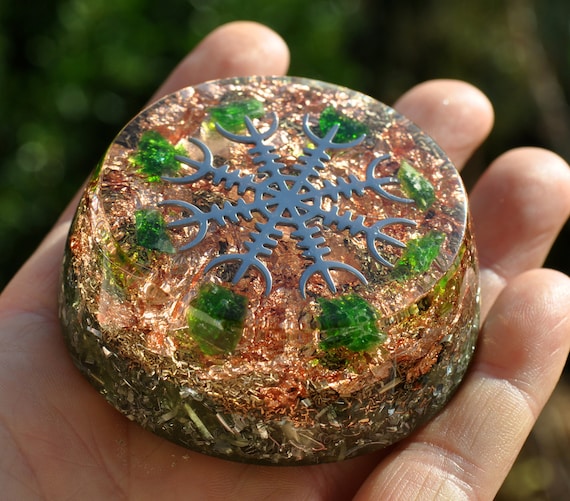 Vegvísir with Chrome Diopside Orgonite®, LARGE Tower Buster Orgone Generator®