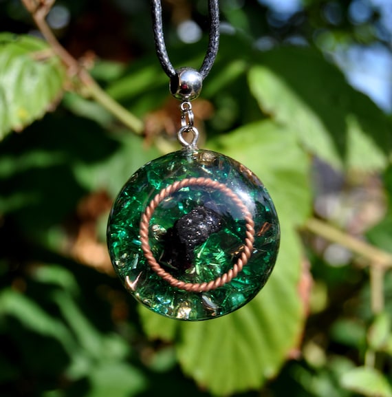 Handcrafted Noble Shungite Orgonite Tensor Pendant with Labradorite & Copper