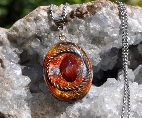 RED TIGER EYE Tensor Ring Orgonite® Pendant Necklace - Free SHipping !