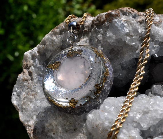 ROSE QUARTZ LOVE Heart Orgonite® Orgone Pendant Necklace - Unisex