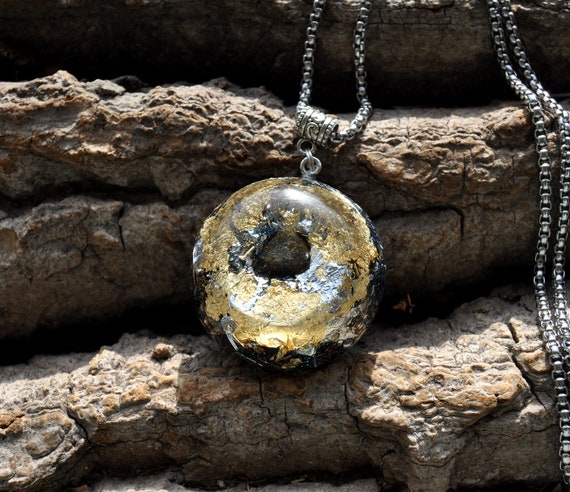 LARGE MAGNETITE Crystal Octahedron Orgonite® Orgone Necklace, Pendant - FREE Shipping !