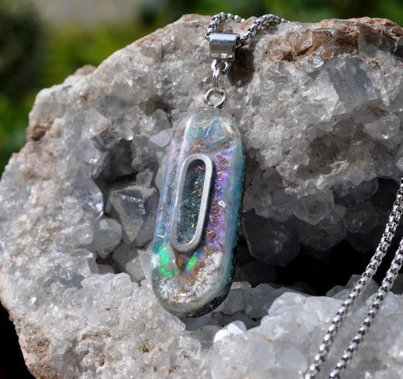 OPAL Pendant Orgonite® Necklace - EMF Cleanser - Oblong Shape