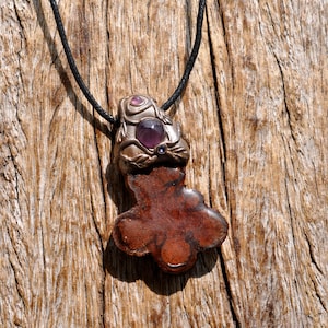 Collana con ciondolo a forma di vite Caapi e ametista unisex