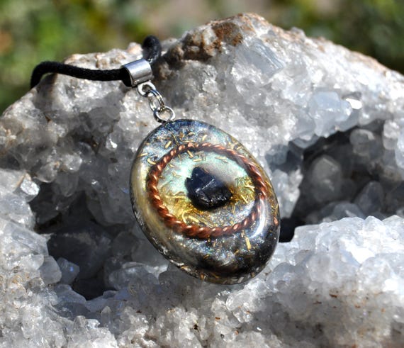 ELITE SHUNGITE Tensor Ring Orgonite® Oval Pendant Necklace