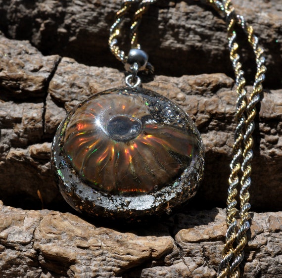 OPALIZED Ammonite Orgonite® Orgone Pendant Necklace