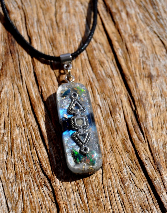 BLACK OPAL Pendant Orgonite® Necklace - EMF Cleanser