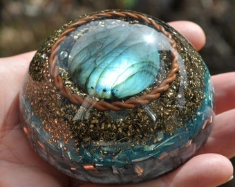 DOME Labradorite Tensor Ring Large Orgonite®, Orgone Generator®  - 176g- 6.2Oz -  EMF Harmonizer