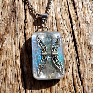 BLUE CELESTINE Wings Pendant Orgonite®  Necklace