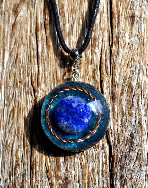 LAPIS LAZULI Tensor Ring Orgonite® Pendant Necklace Unisex