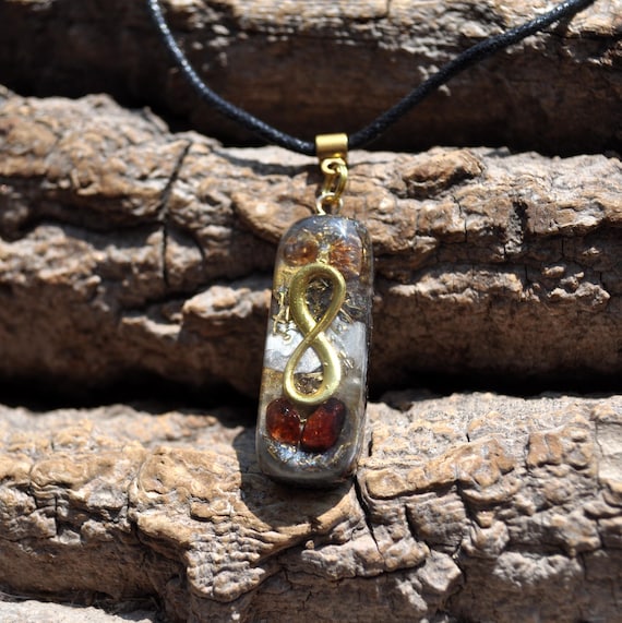 Hyacinth Zircon Infinity Pendant - EMF Harmonizer Orgonite