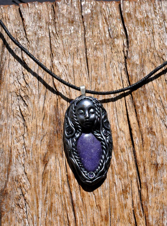 LEPIDOLITE Pendant Necklace Clay Gemstone Jewelry