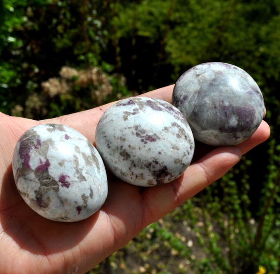 PINK TOURMALINE Rubellite Crystal - Large Palm Stone Polished Gemstone / Love Against Depression Anxiety and Stress Care / Albite Madagascar