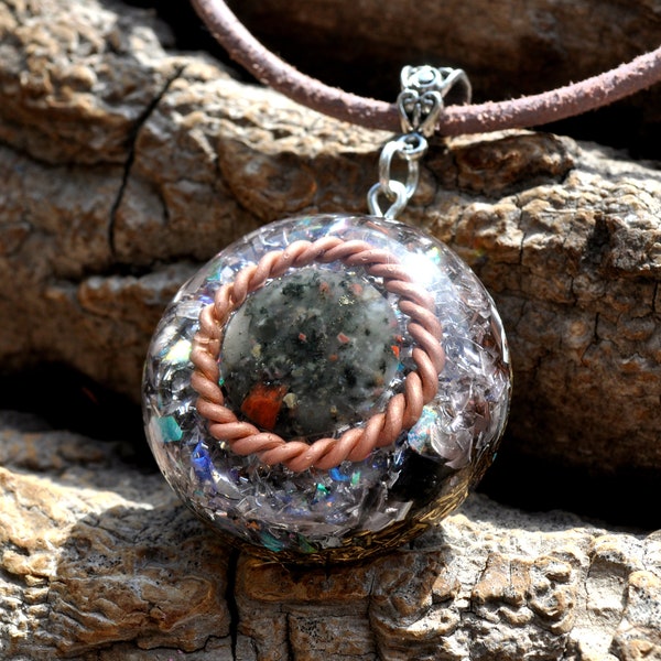 1/7 Sacred Cubit TENSOR Ring  Heliotrope Bloodstone Orgone Orgonite® Pendant EMF Cleanser Protection Necklace Unisex