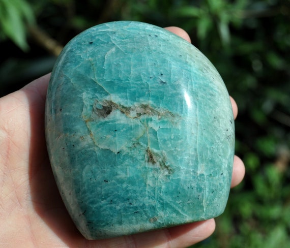 A AMAZONITE Sculpture Freeform  433 grams - 15 Oz  Polished Freestanding