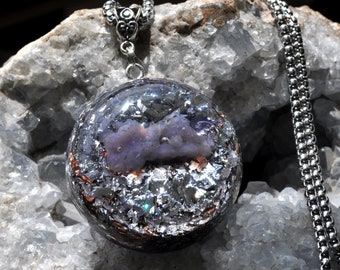 Grape Agate Pendant Purple Orgone Orgonite® Necklace - Unisex