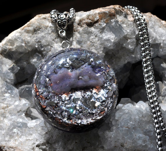 Grape Agate Pendant Purple Orgone Orgonite® Necklace - Unisex
