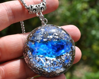 Chalcanthite Crystal Orgonite® Orgone Pendant Necklace, Unisex