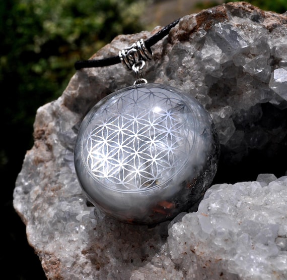 CUSTOM Orgonite® Flower of Life Orgone pendant Personalized Sacred Geometry - Select Your Color and Gemstone - FREE Shipping